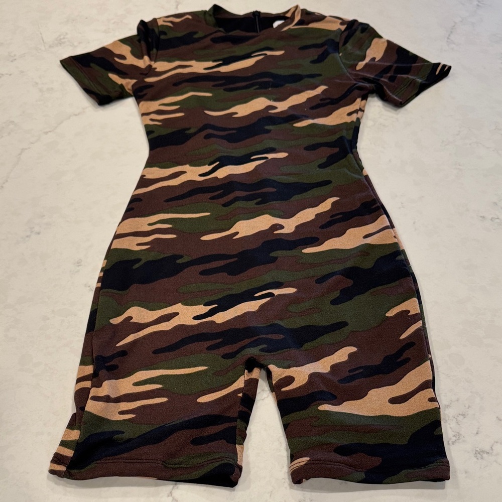 Naked Wardrobe Black and Brown Camo Romper